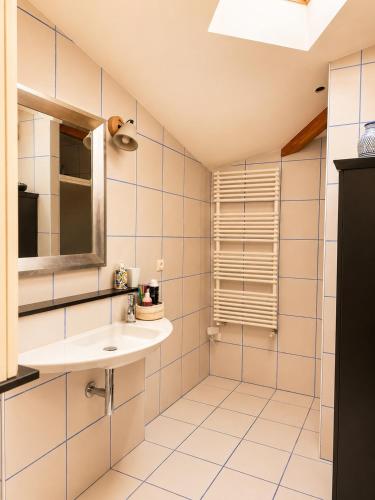 a bathroom with a sink and a mirror at Villa Harmonie in Monteton