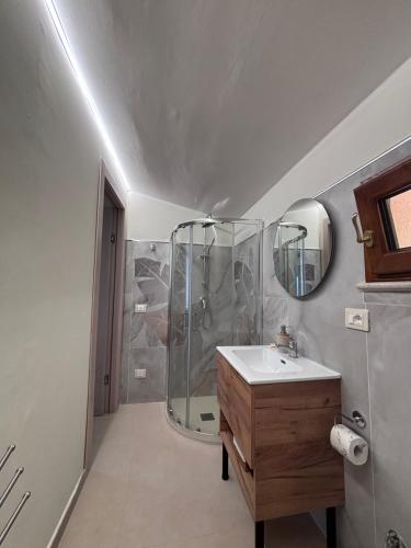 a bathroom with a shower and a sink at B&B La Terrazza in Mormanno