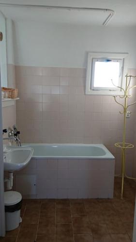 a bathroom with a bath tub and a sink at Vila Jitka in České Budějovice