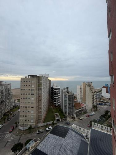 an aerial view of a city with tall buildings at Torre Alberti Apartments in Mar del Plata