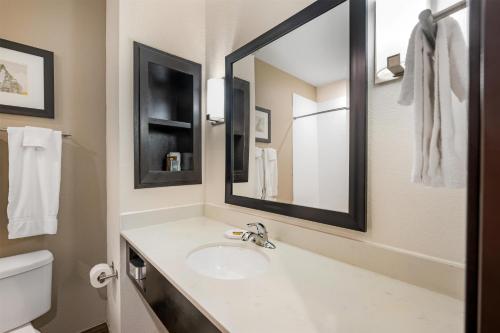 a bathroom with a sink and a mirror at Best Western Plus Big Lake Inn in Big Lake
