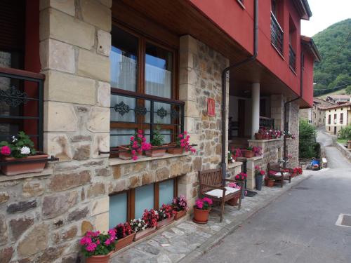 a building with potted flowers on the side of it at Remoña 2 in Espinama