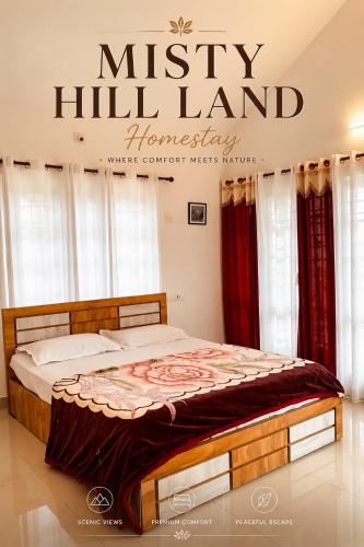 a bedroom with a bed with a mitzvy hill land homestead at Misty Hill Land in Meppādi