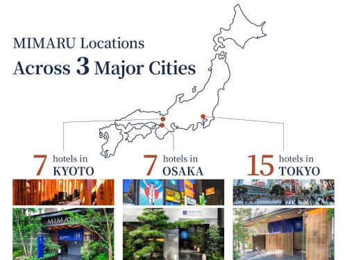 a collage of photos of major cities in korea at MIMARU Kyoto Station in Kyoto