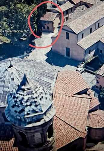 an aerial view of a building with a red circle at DOMUS GALLA PLACIDIA - superlative view - 50 meters from UNESCO heritage sites - San Vitale - Galla Placidia in Ravenna