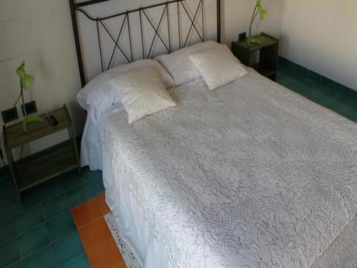 1 dormitorio con 1 cama blanca grande y 2 almohadas en Il Nido Salentino, en Martano