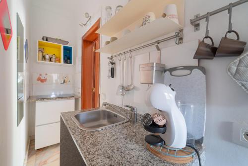 a kitchen with a sink and a mixer on a counter at Apartments Gina y Vista Oceano in Puerto del Carmen