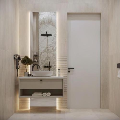 a bathroom with a sink and a mirror and a sink at Vinárstvo Jurovčík in Lošonec