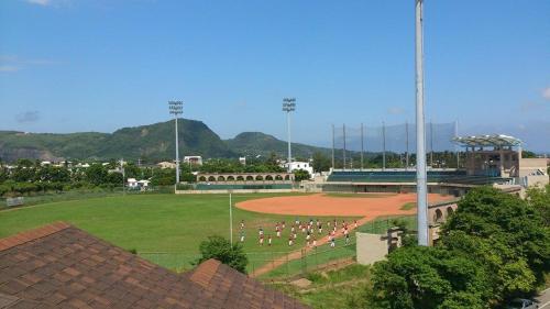 a baseball field with a marching band on it at Mallorca B&B in Taitung City
