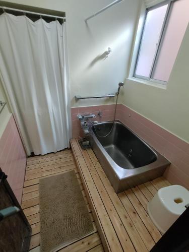 a bathroom with a sink and a toilet at Kingfisher Lodge in Shodoshima