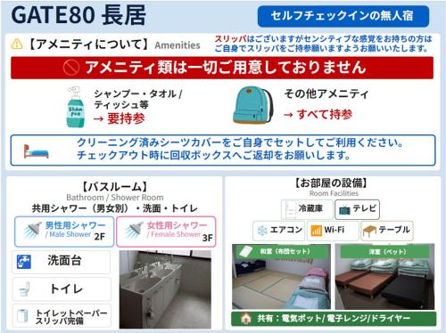 GATE80長居 無人宿 完全セルフ 予約メッセージ欄確認要す スマートロック 暗証番号チェックイン 素泊まり専門 アメニティ持参で格安滞在 セコム24h監視 駐車場なし