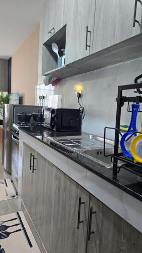 a kitchen with a sink and a counter top at Luna homes in Ruaka