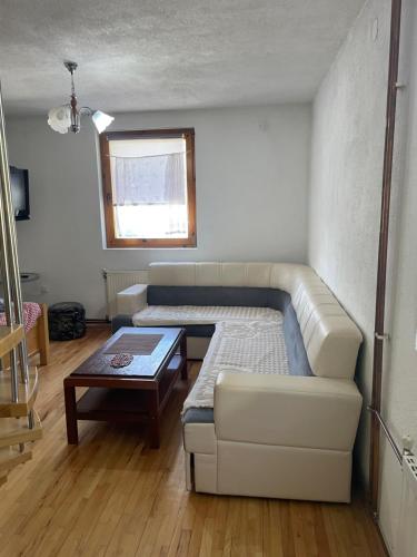 a living room with a couch and a coffee table at Vila Damir in Gornja Šišava