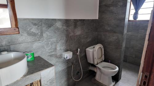 a bathroom with a toilet and a sink at Ocean view boutique in Nungwi