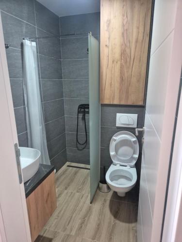 a small bathroom with a toilet and a sink at Hill residence A 119 Boby in Cajetina