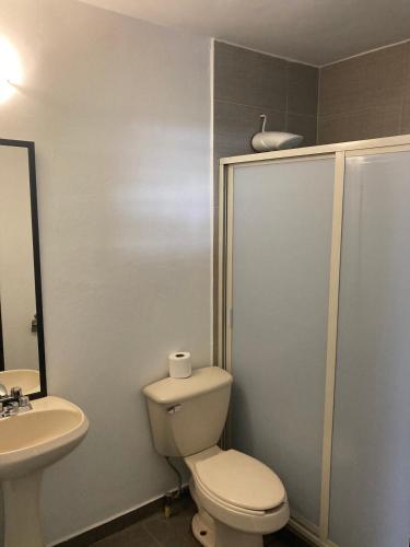 a bathroom with a toilet and a sink at Beautiful, comfortable and functional apartment 4 in Guadalupe