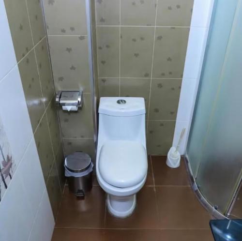a bathroom with a white toilet in a stall at DAVID Hotel in Yerevan