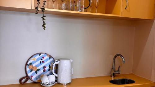 a kitchen counter with a toaster and a sink at The Hide Away - Scenic Waterfront Escape in Kalimna