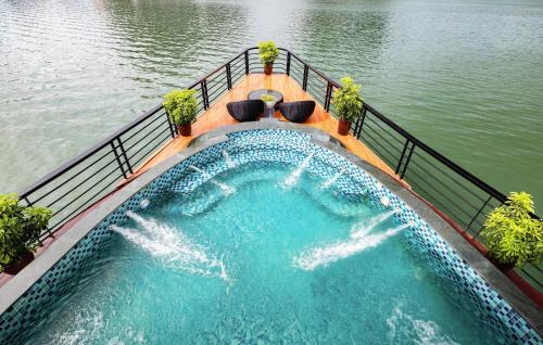 a plunge pool in the middle of a body of water at Aqua Elegance Cruise - Halong Bay by AHG in Ha Long