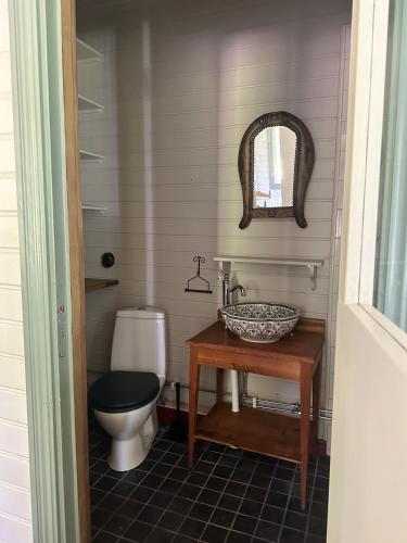 ein Badezimmer mit Toilette und Waschbecken in der Unterkunft Vitsand 