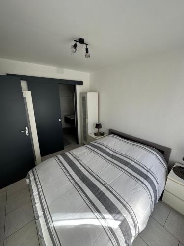 a bedroom with a large bed in a room at Les Jonchères - appartement cosy proche Thermes in Luxeuil-les-Bains