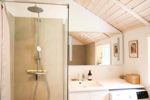 a bathroom with a shower and a sink at 11866-Nykobing-Sj-Skippervej-17 in Nyrup