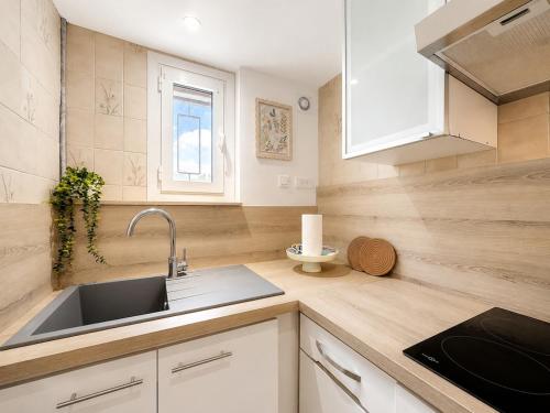 a kitchen with a sink and a counter top at Le logis de Louze in Saint-Maurice-lʼExil