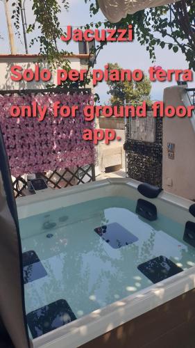 a swimming pool with a spa permanent plunge pool only for growing flowers at Villa Grace Amalfi seaview Jacuzzi in Amalfi