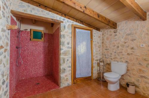 a bathroom with a shower and a toilet in it at Raco De Can Pep in Inca