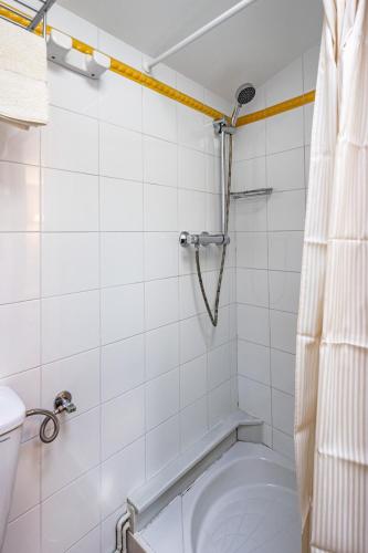 a bathroom with a toilet and a shower at Apto rurales y habitaciones MONTE CAORU - CABRALES apartahotel in Arenas de Cabrales