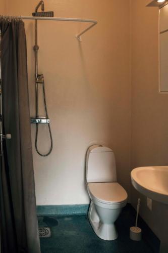 a bathroom with a toilet and a sink at Wapnö Gårdshotell in Halmstad