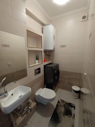 a bathroom with a sink and a toilet at Urban in Bishkek