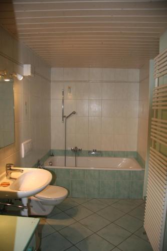 łazienka z wanną, toaletą i umywalką w obiekcie Le Polder w mieście Le Paquier