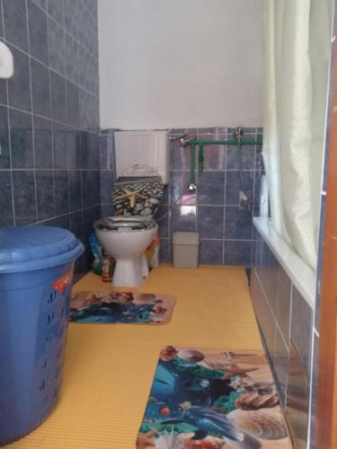 a bathroom with a toilet and a rug on the floor at Ilidza Heart of the nature by Armin in Slivlje