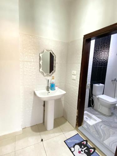 a bathroom with a sink and a toilet at بوابة جرش Jarash Gate in Jerash