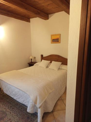 a bedroom with a large white bed in a room at Agriturismo La Gerla in Cesana Torinese