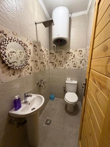 a bathroom with a toilet and a sink at Lighthouse Inn Dahab in Dahab