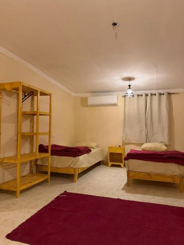 a room with two bunk beds and a window at Lighthouse Inn Dahab in Dahab