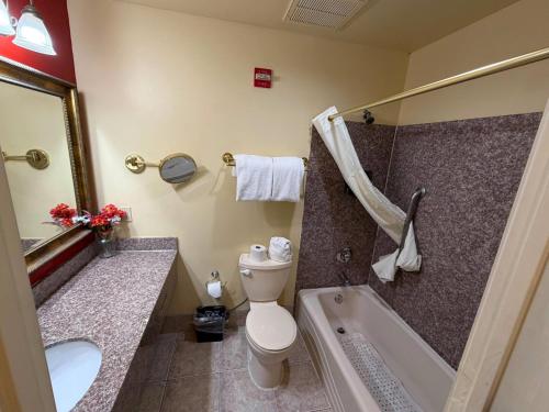 a bathroom with a toilet and a tub and a sink at The O'Brien Riverwalk Hotel, Trademark Collection by Wyndham in San Antonio