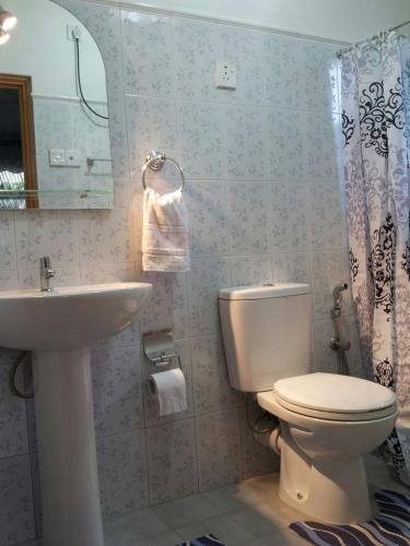 a bathroom with a toilet and a sink at Boutique Villa with a Pool in Kandy