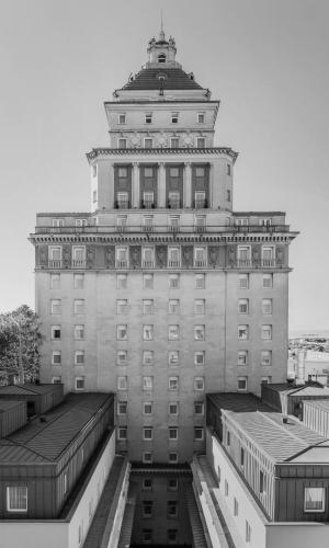 a black and white photo of a building at Casa Lucia member of Meliá Collection in Buenos Aires
