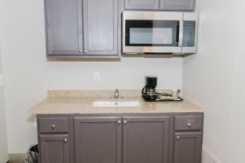 a kitchen with a sink and a microwave at Wyndham Garden Texarkana in Texarkana