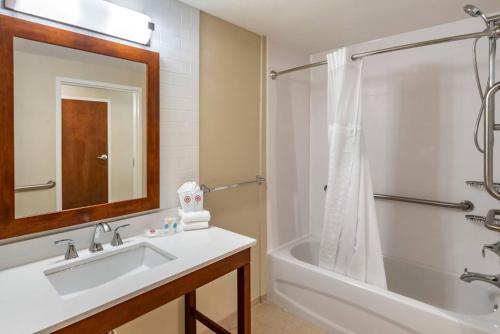 a bathroom with a sink and a tub and a shower at Comfort Suites Midland West in Midland