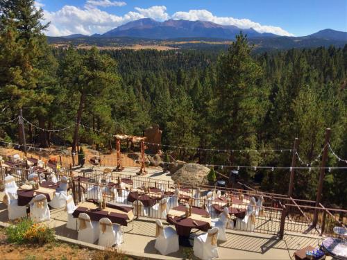 a view from the top of a resort with mountains at Pikes Peak Paradise Bed and Breakfast in Woodland Park