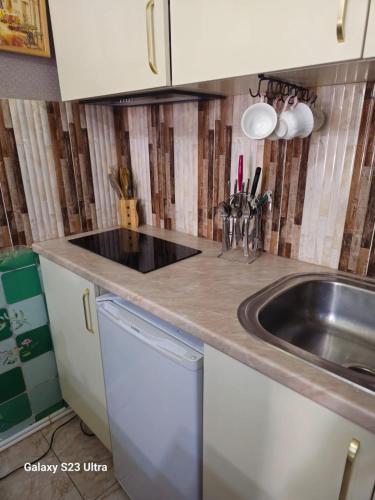 a kitchen with a sink and a counter top at Luka in Tbilisi City