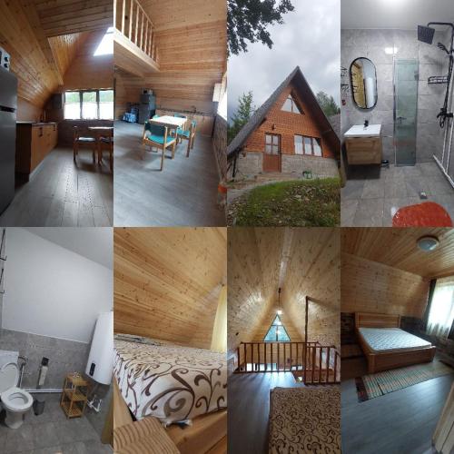 a collage of photos of a house at A-Căsuța de la munte in Arieşeni