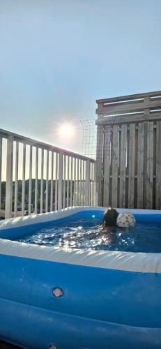 a man is in a pool of water at Plutogatan PentHouse 