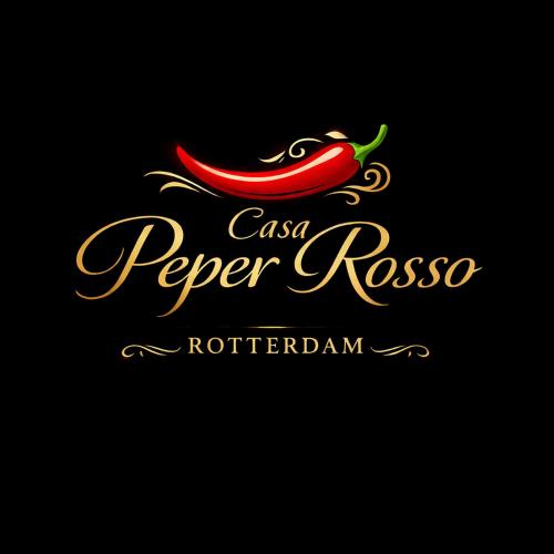 a logo for a restaurant with a chili pepper at Casa Peper Rosso in Rotterdam