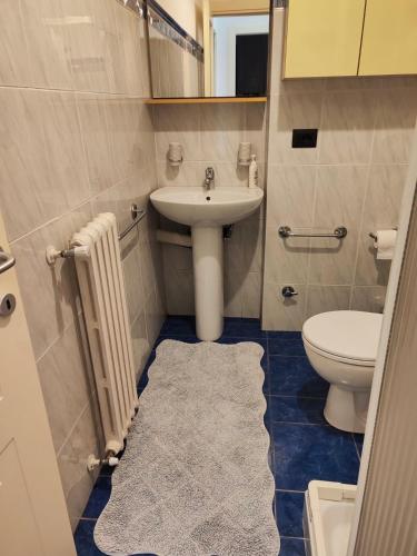a bathroom with a sink and a toilet at Civico 32 in Mondovì