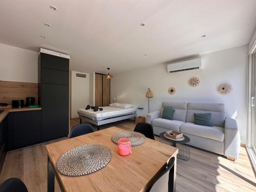 Studio cabine climatisé avec cour et parking